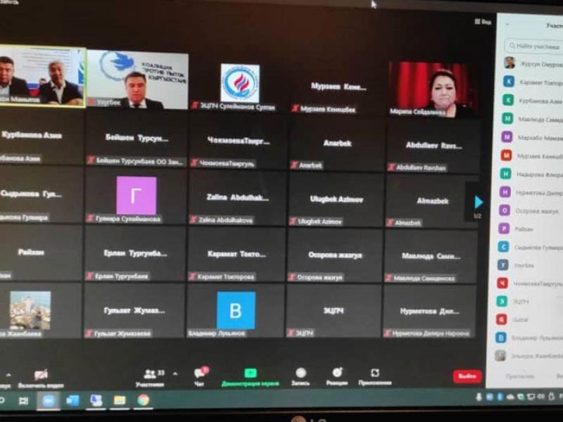 Кыргыз Республикасынын Акыйкатчысы (Омбудсмени) жана Акыйкатчы Аппаратынын өкүлдөрү тармактын мүчөлөрү үчүн жолугушууга катышууда